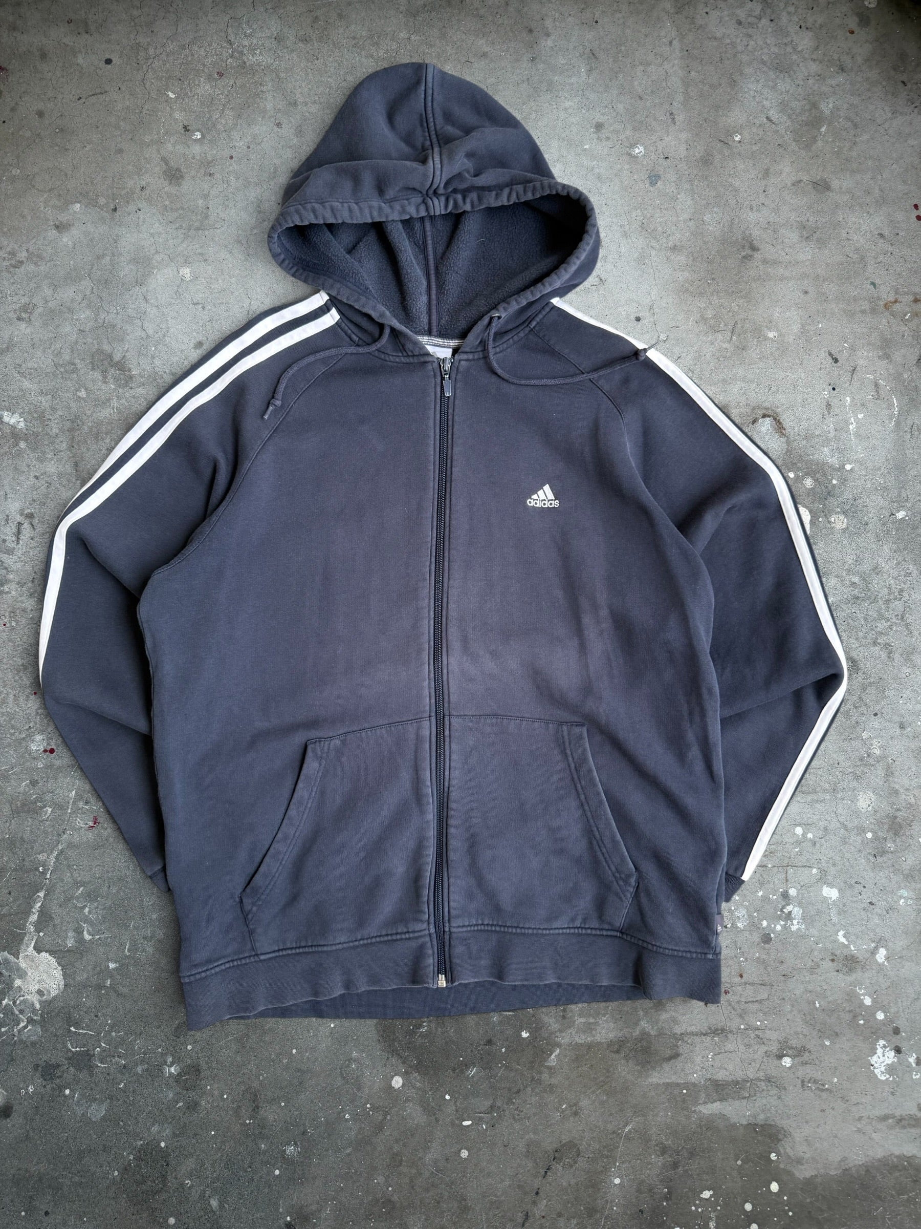 Navy Adidas Zip Up Hoodie - L