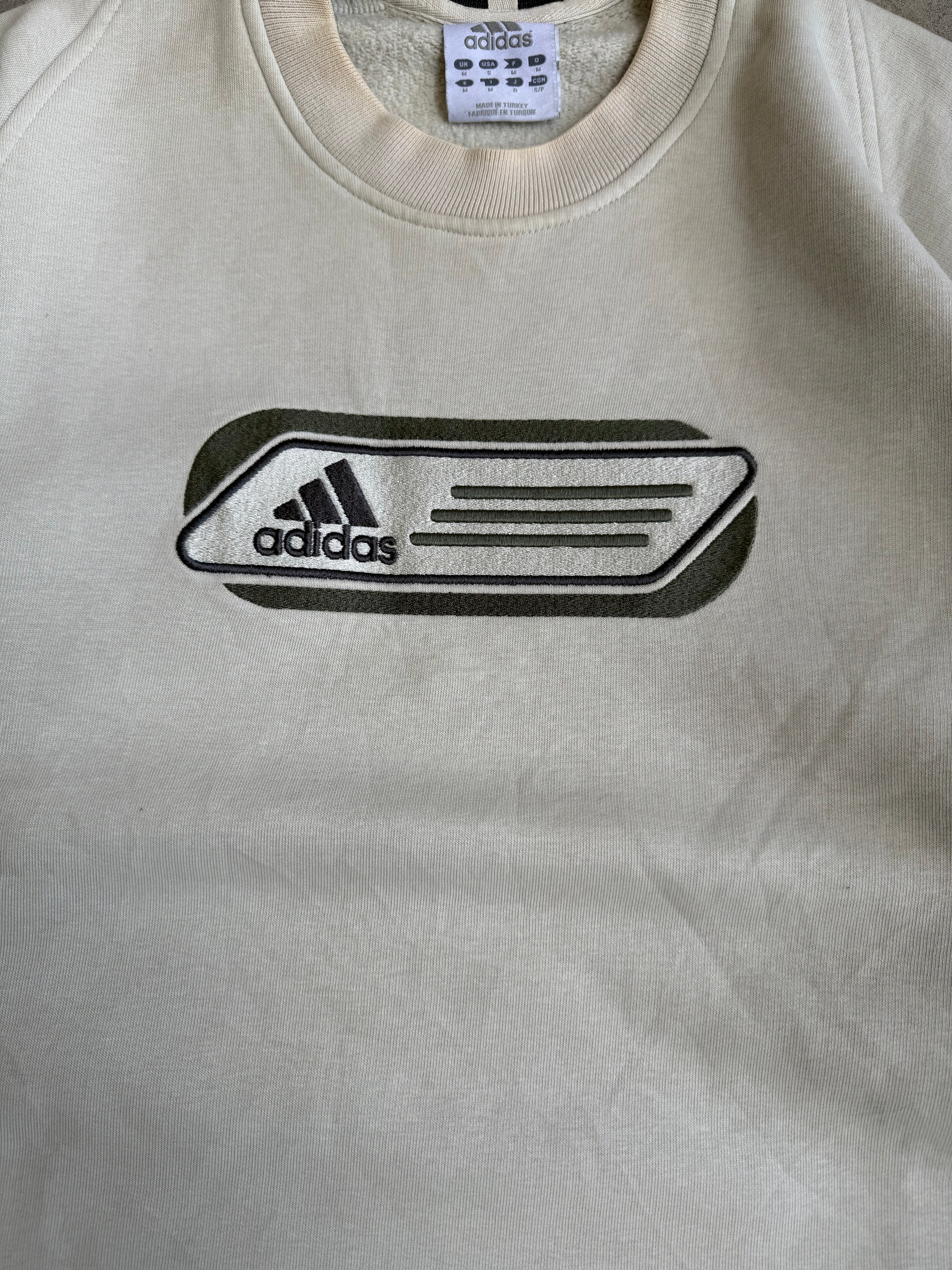 Beige Adidas Spellout Jumper - M