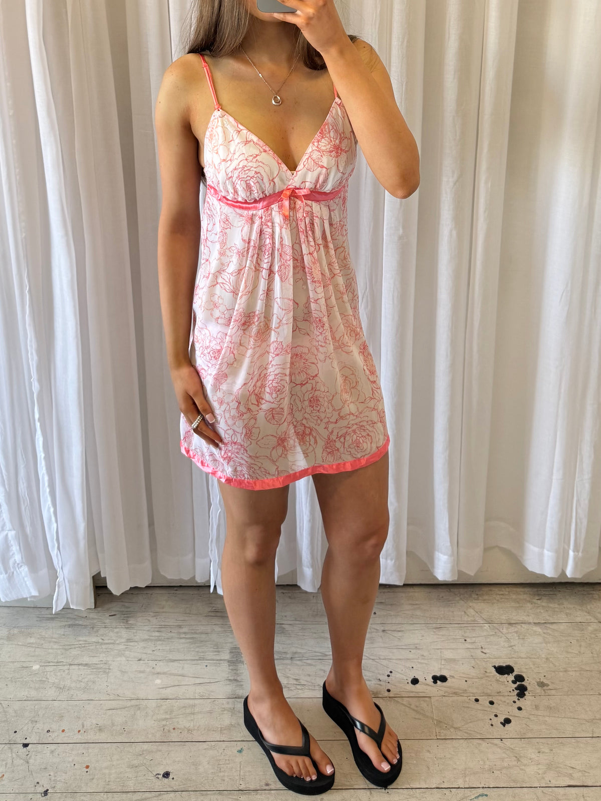 Coral & White Floral Sheer Slip