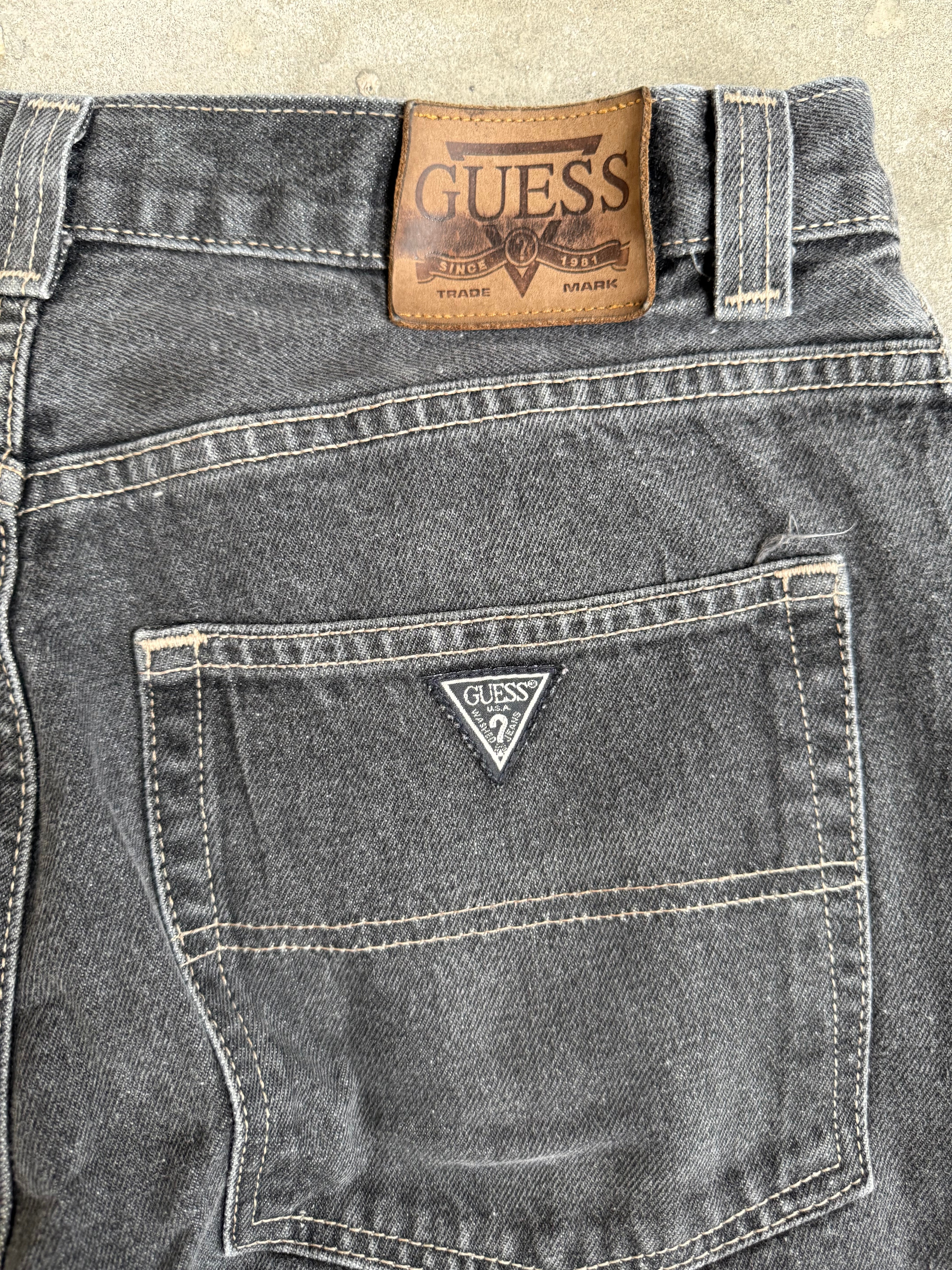 90s Charcoal Guess Denim Jeans - 32”
