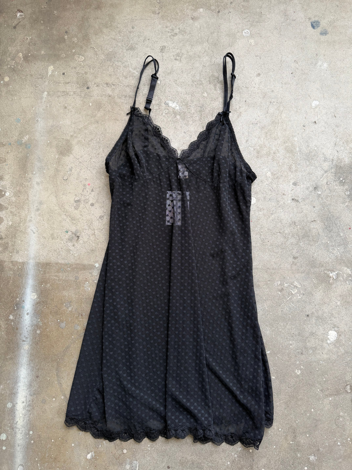 Black Sheer Heart Slip Dress