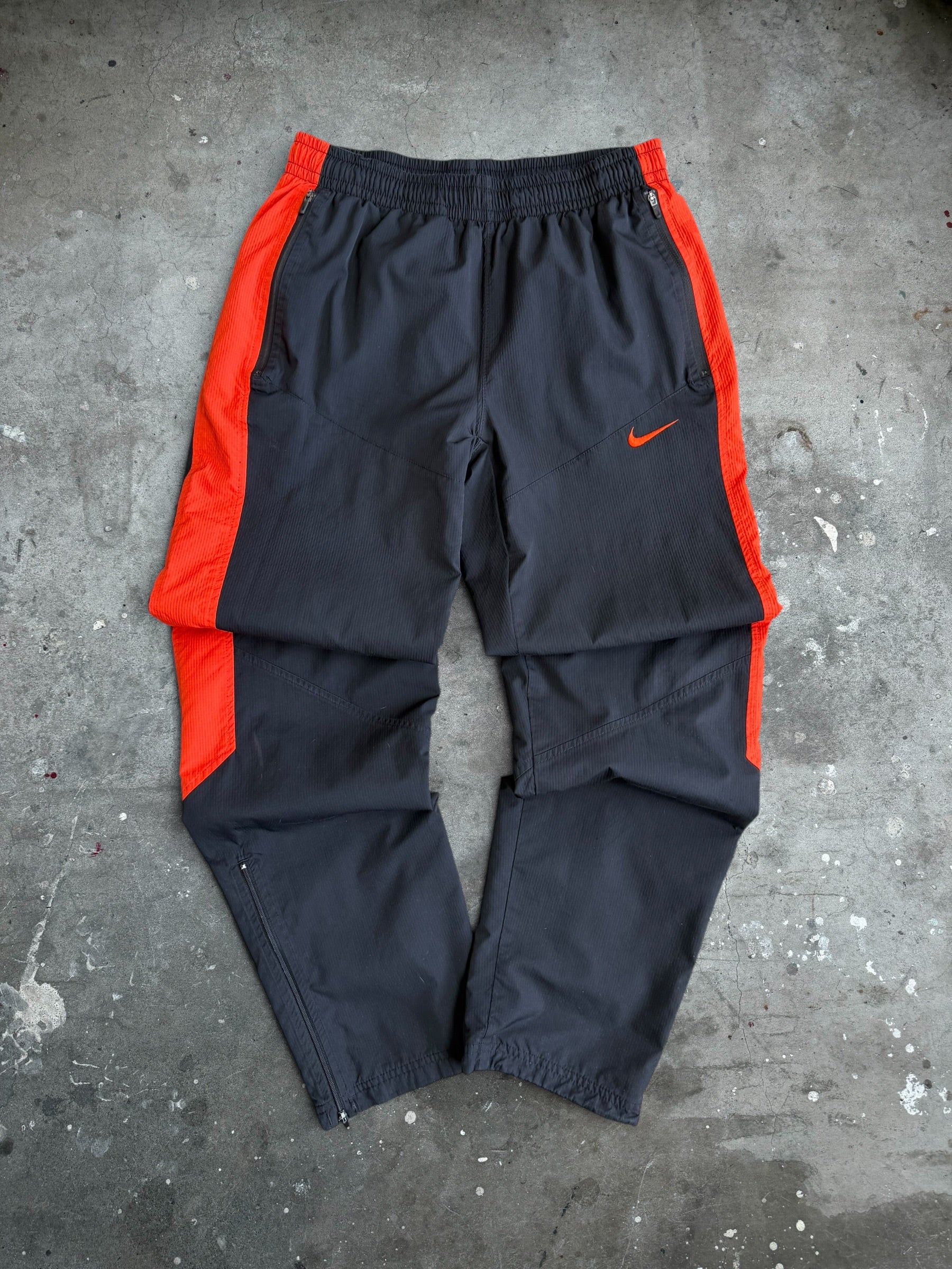 Black And Orange Nike Trackpants - S