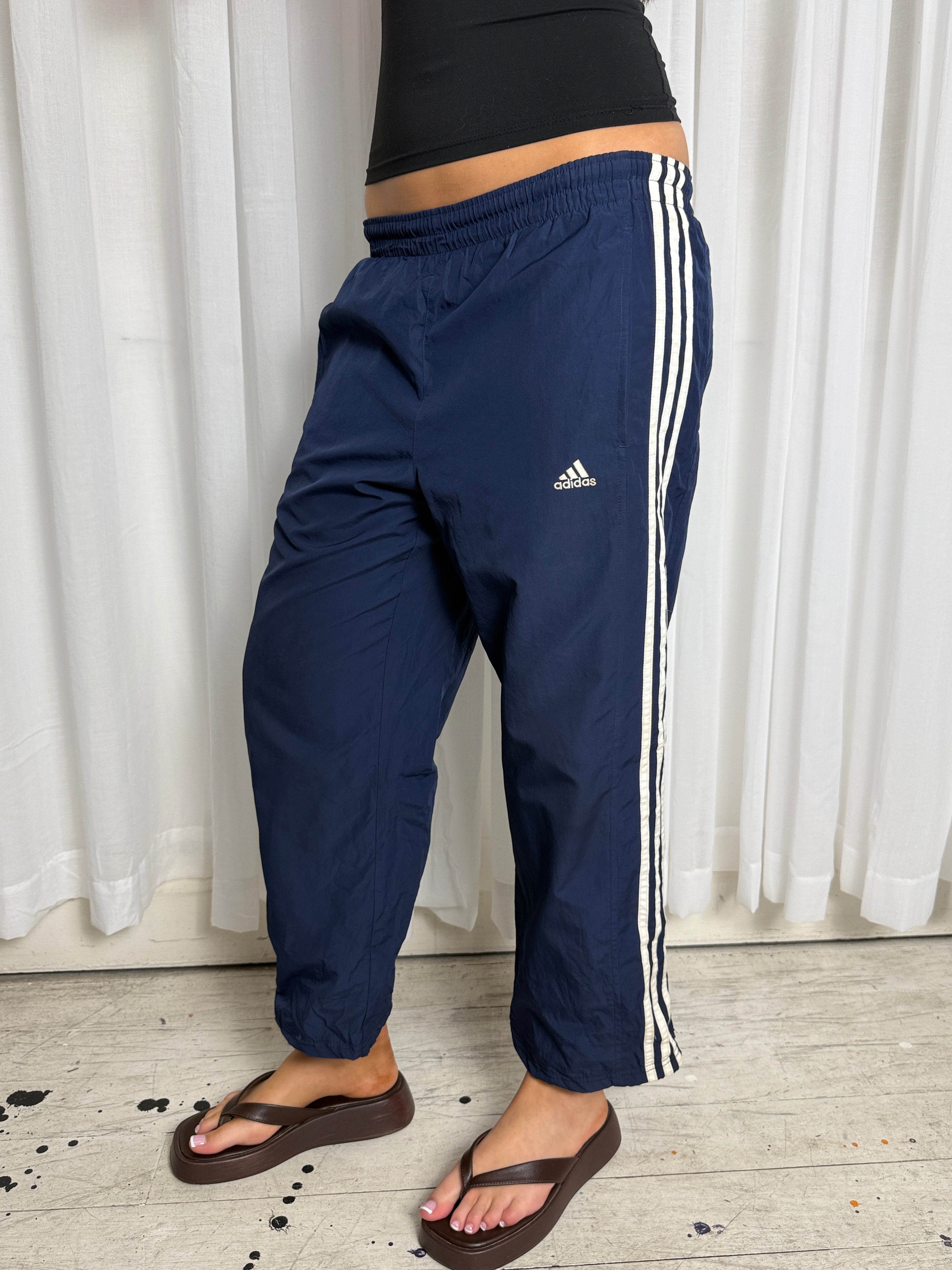 Navy Adidas Trackpants - L