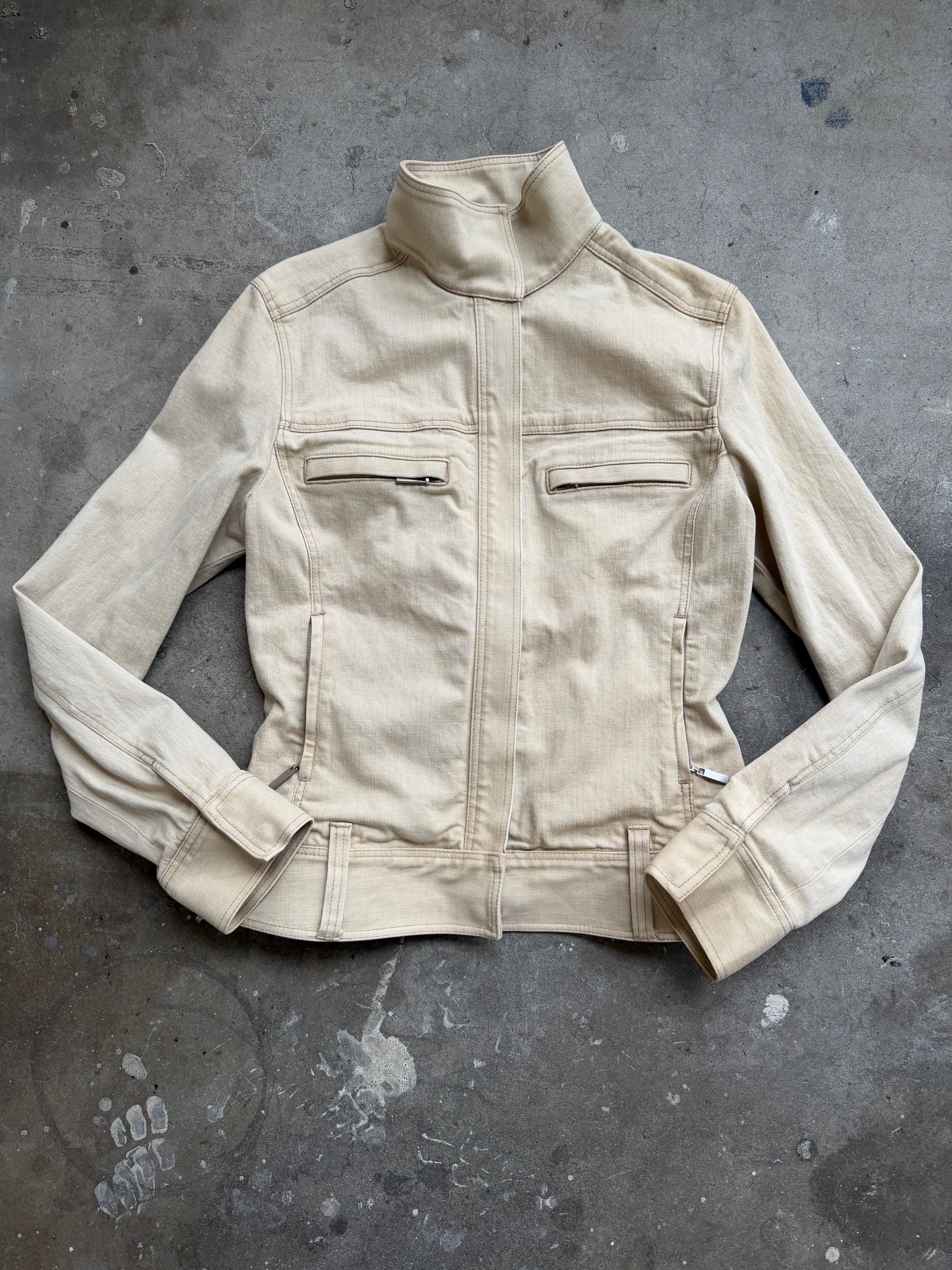 Beige Funnel Neck Jacket - S