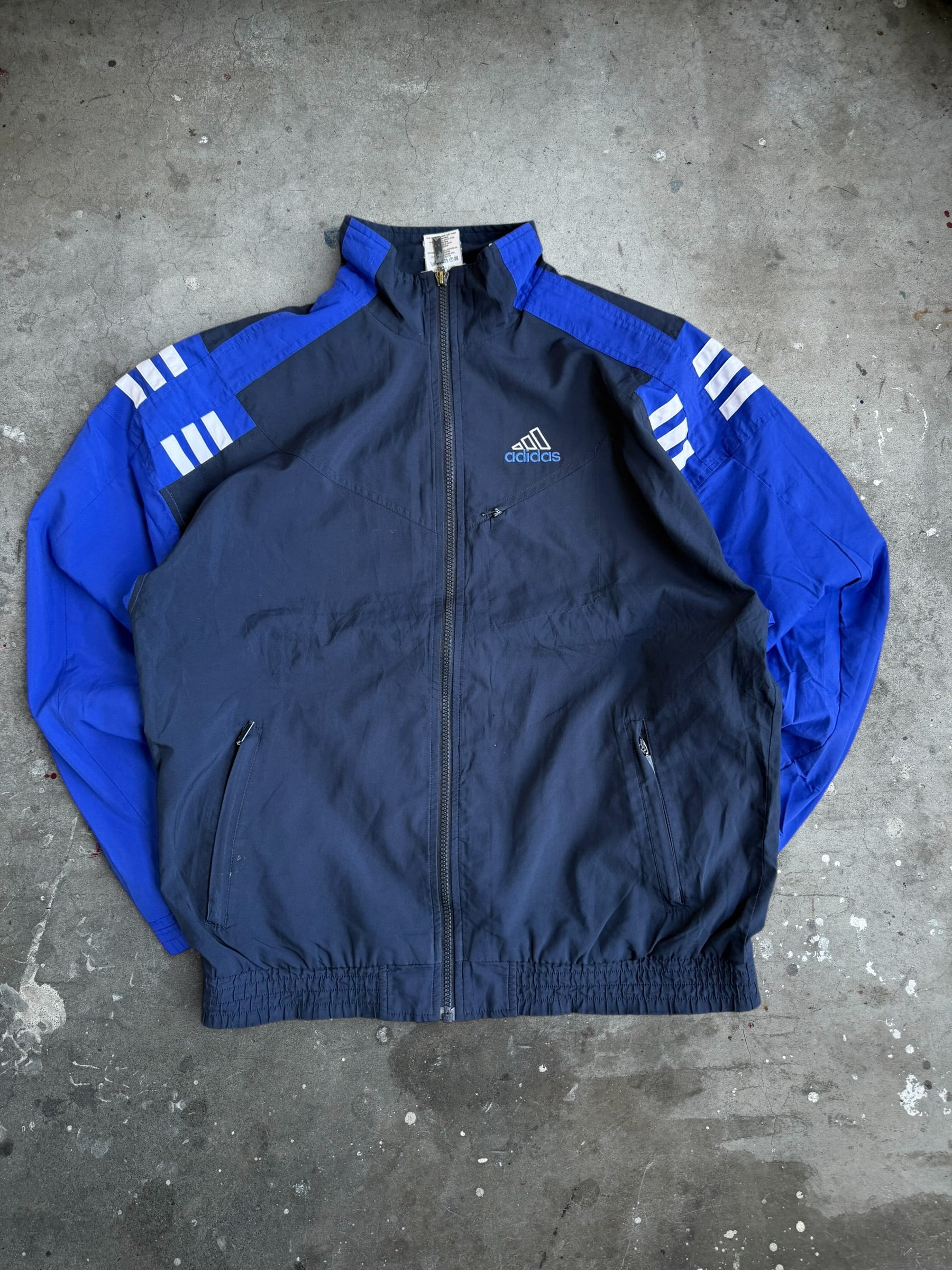 Navy and Blue Adidas Spray Jacket - L