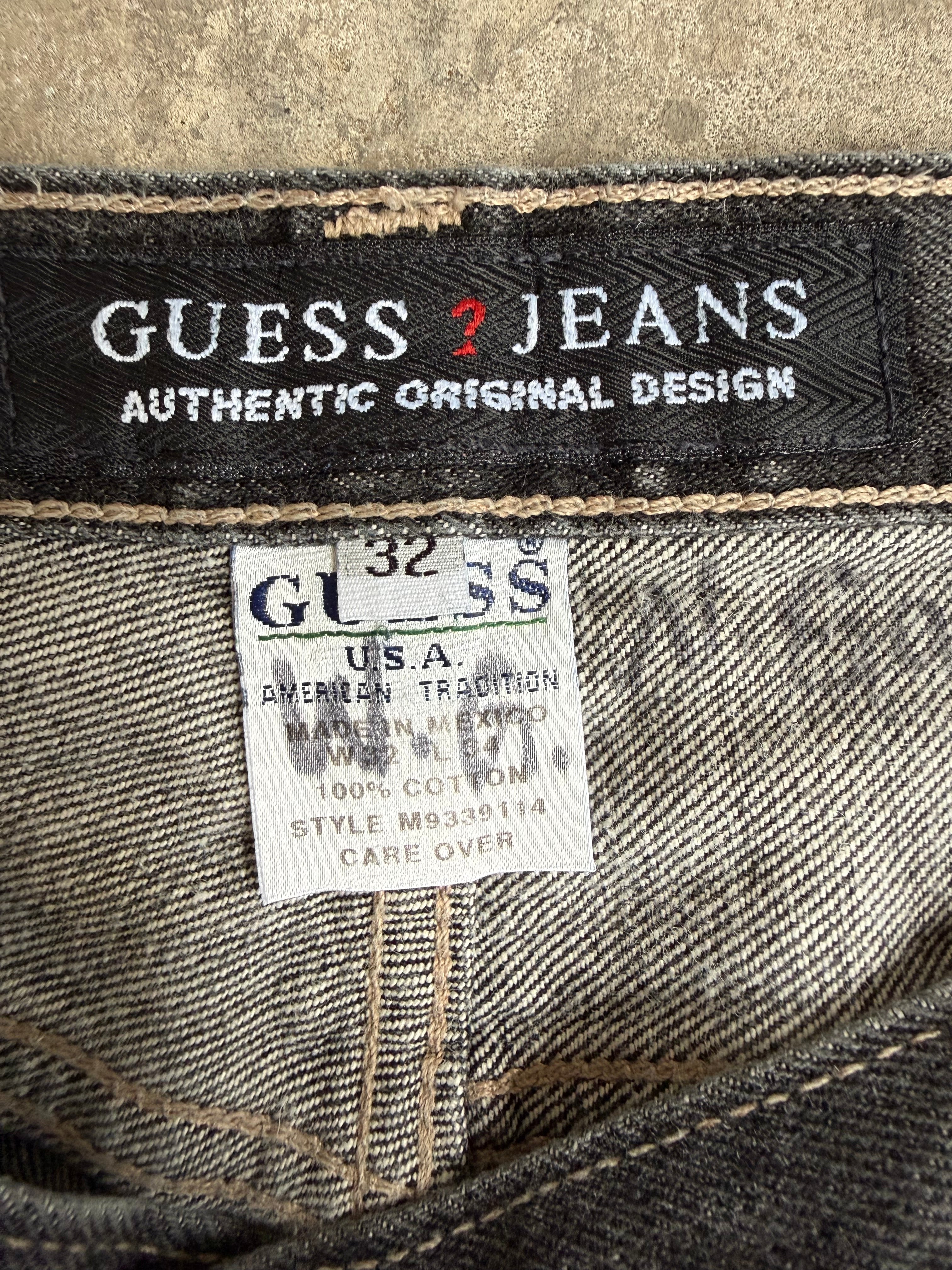 90s Charcoal Guess Denim Jeans - 32”