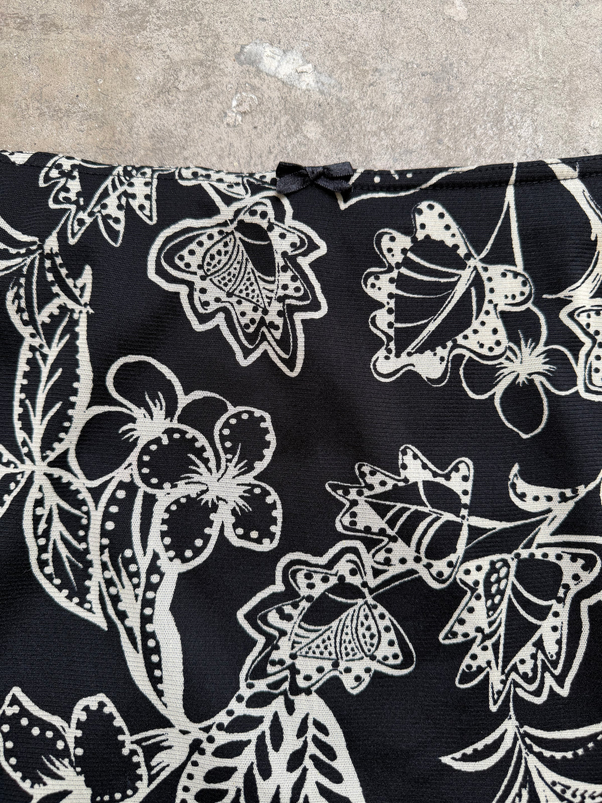 Black & Cream Floral Midi Skirt