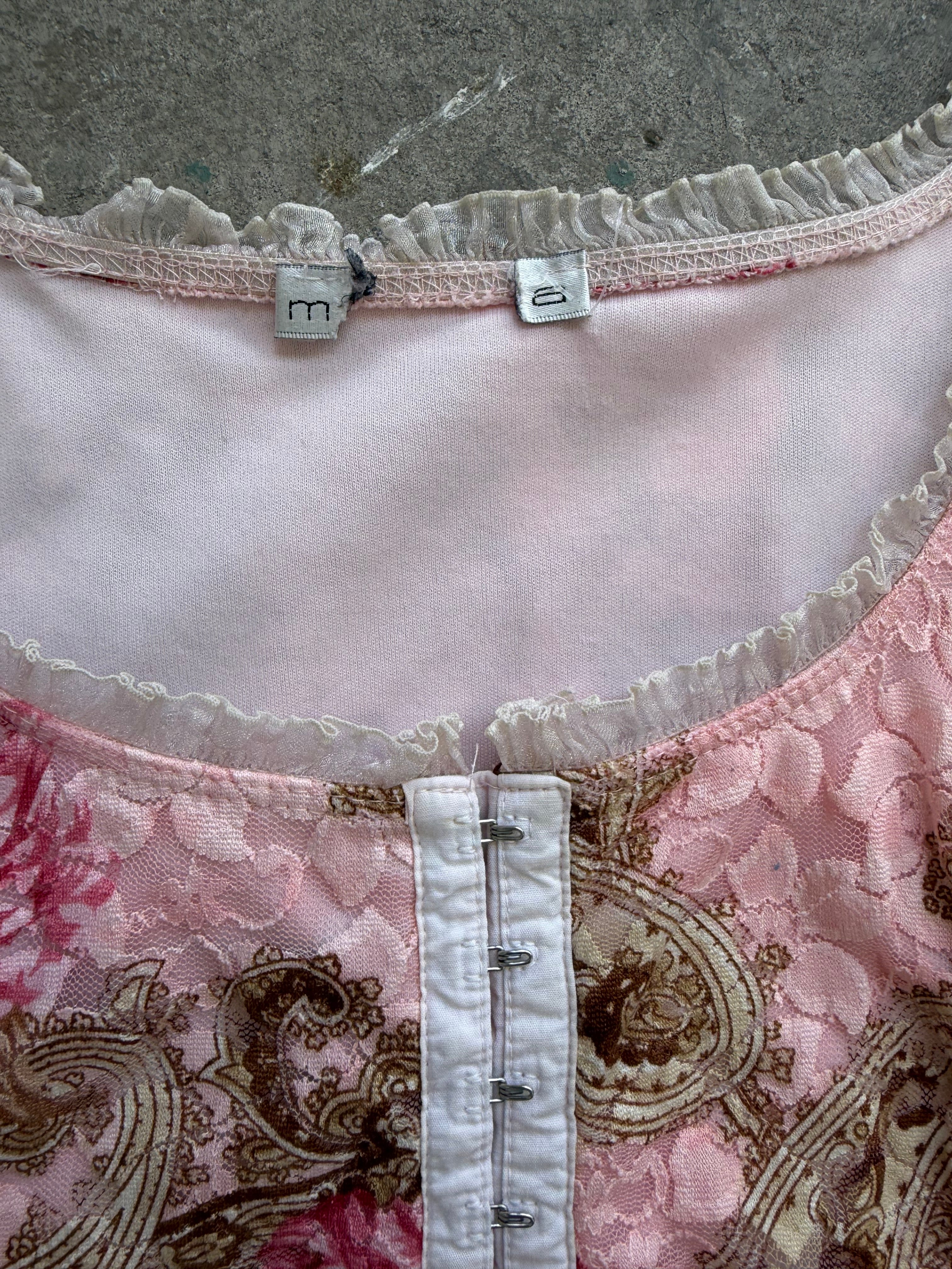 Pink Lace Corset Style Top