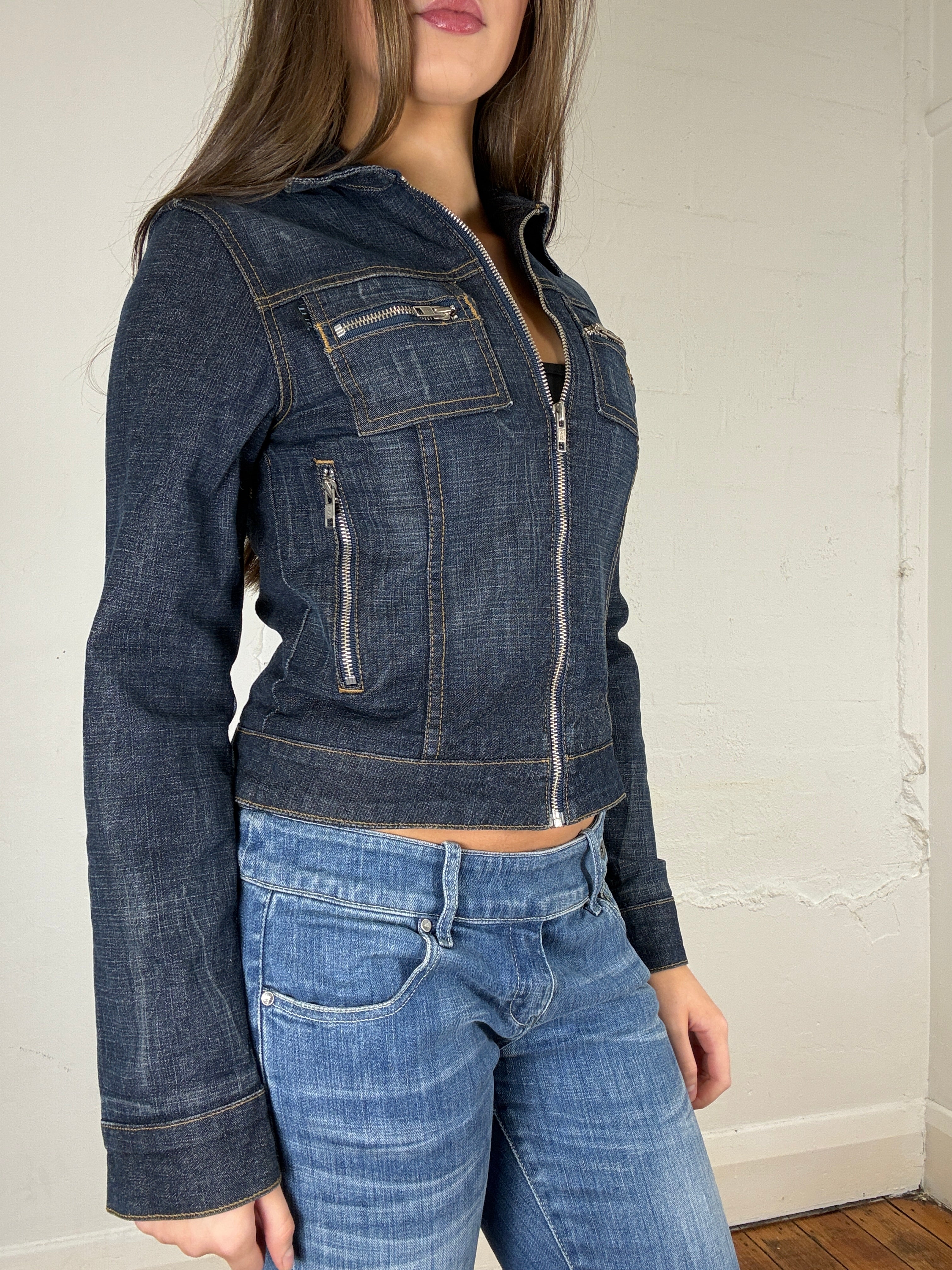 Denim Zip Up Jacket - S