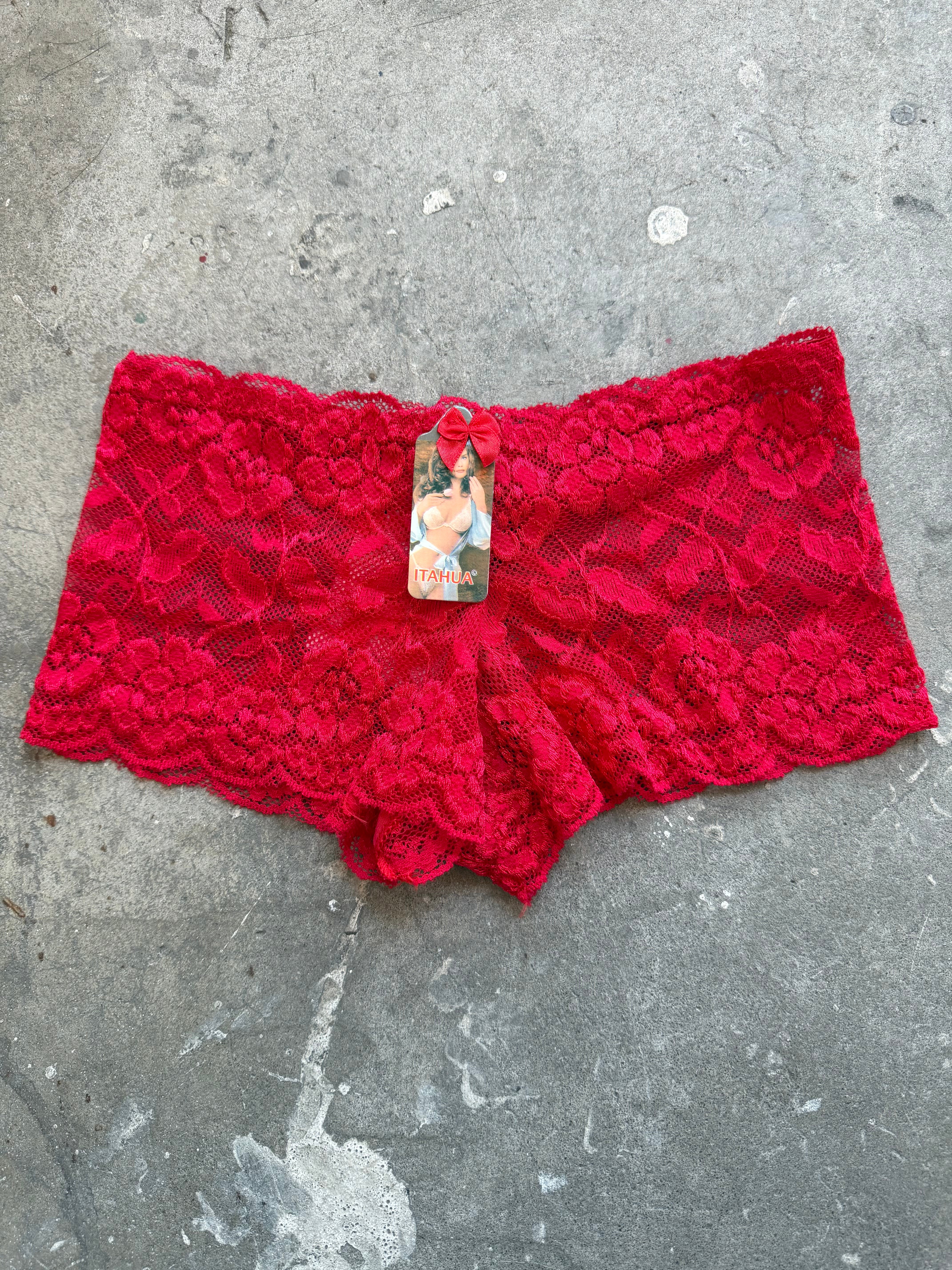 Micro Lace Shorts- Red