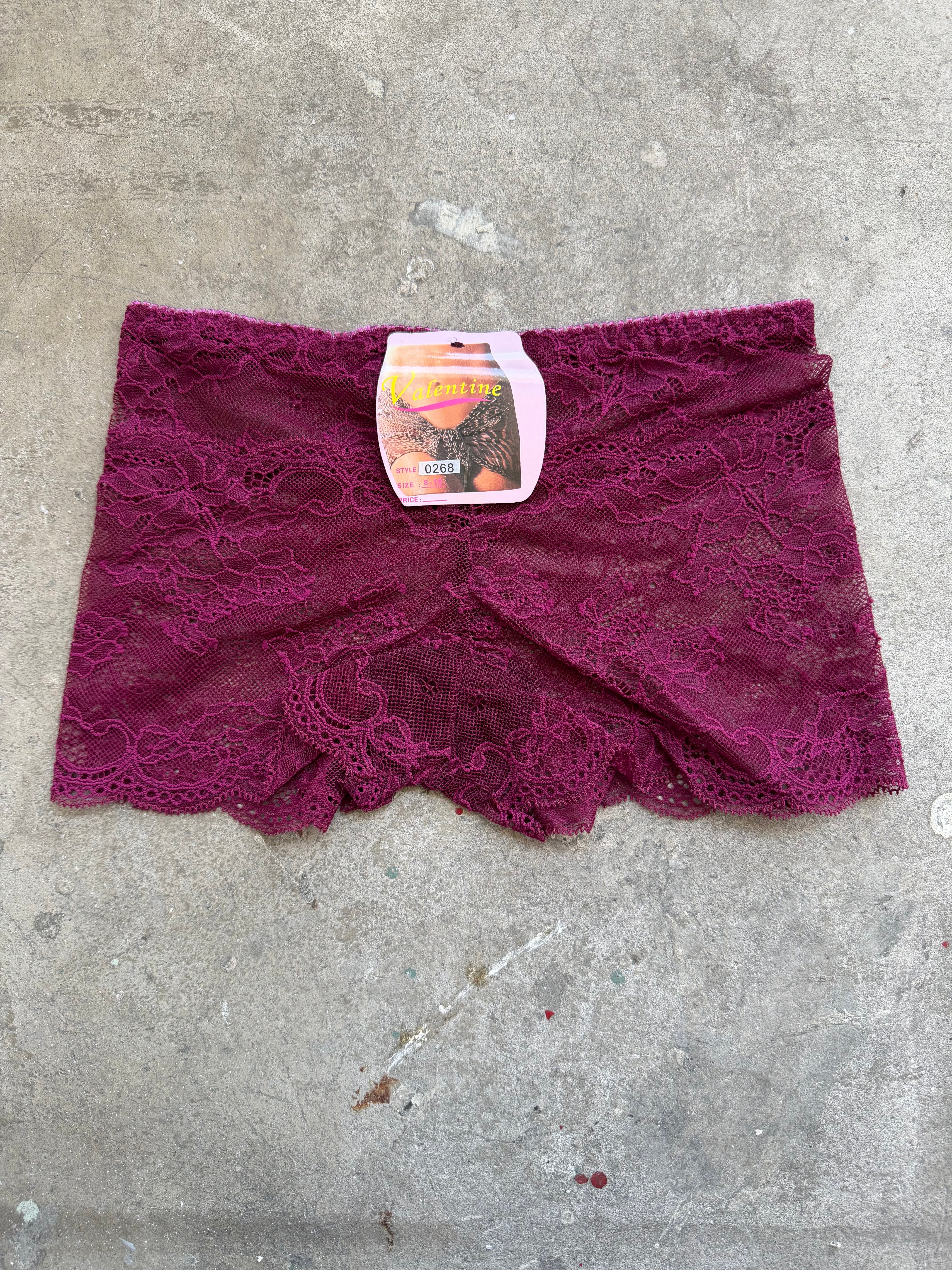 Micro Lace Shorts - Burgundy